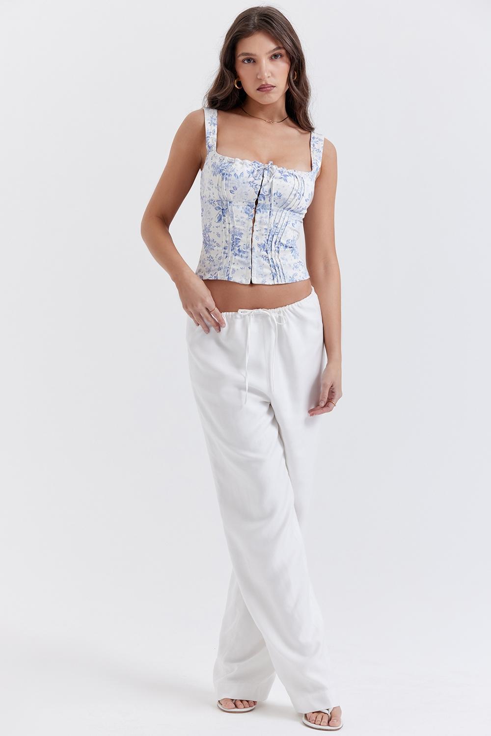 Cleo Ivory Linen Mix Trousers Product Image