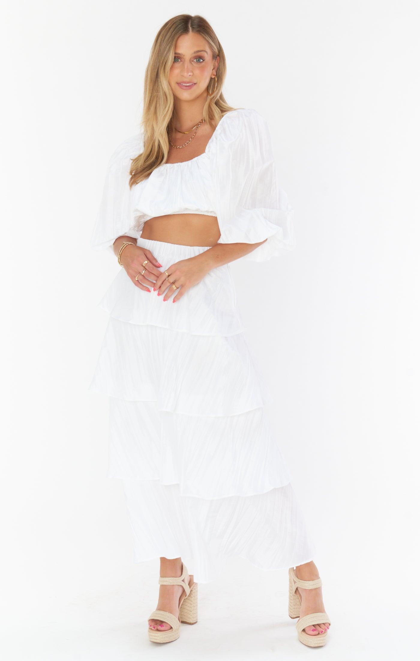 Keepsake Crop Top ~ White Crinkle Product Image