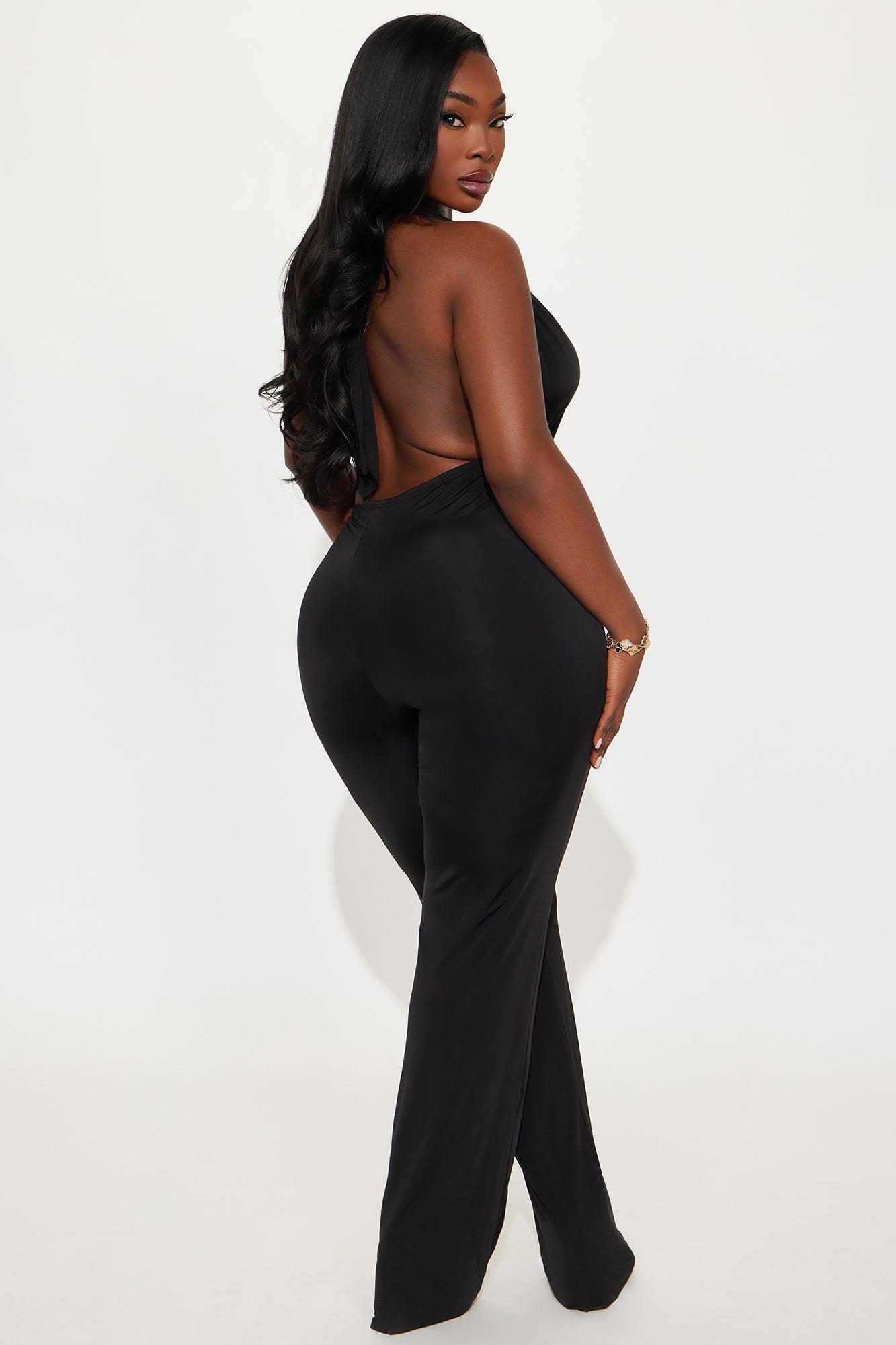Swaying Palms Wide Leg Jumpsuit - Black Product Image