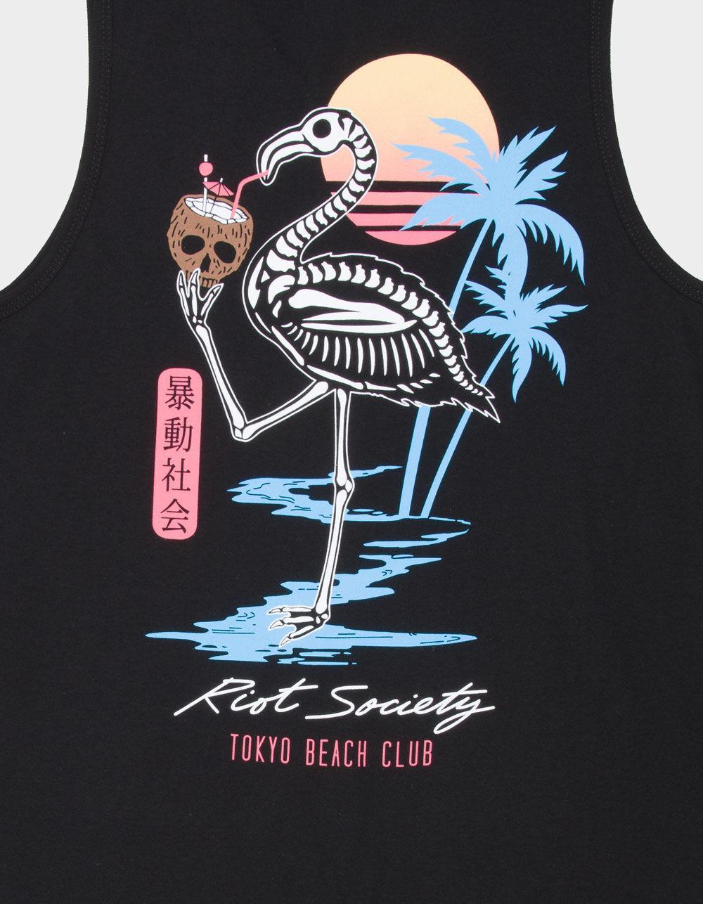 RIOT SOCIETY Flamingo Skeleton Mens Tank Top - BLACK Product Image