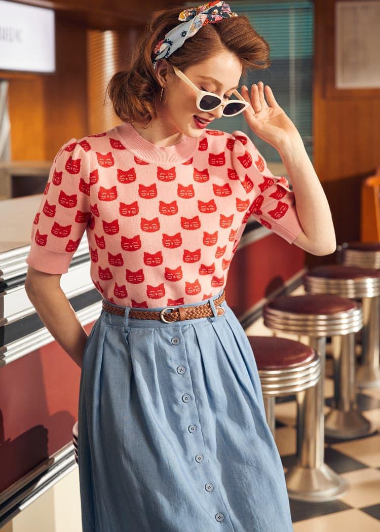 Retro Radiance Puff Shoulder Sweater Product Image