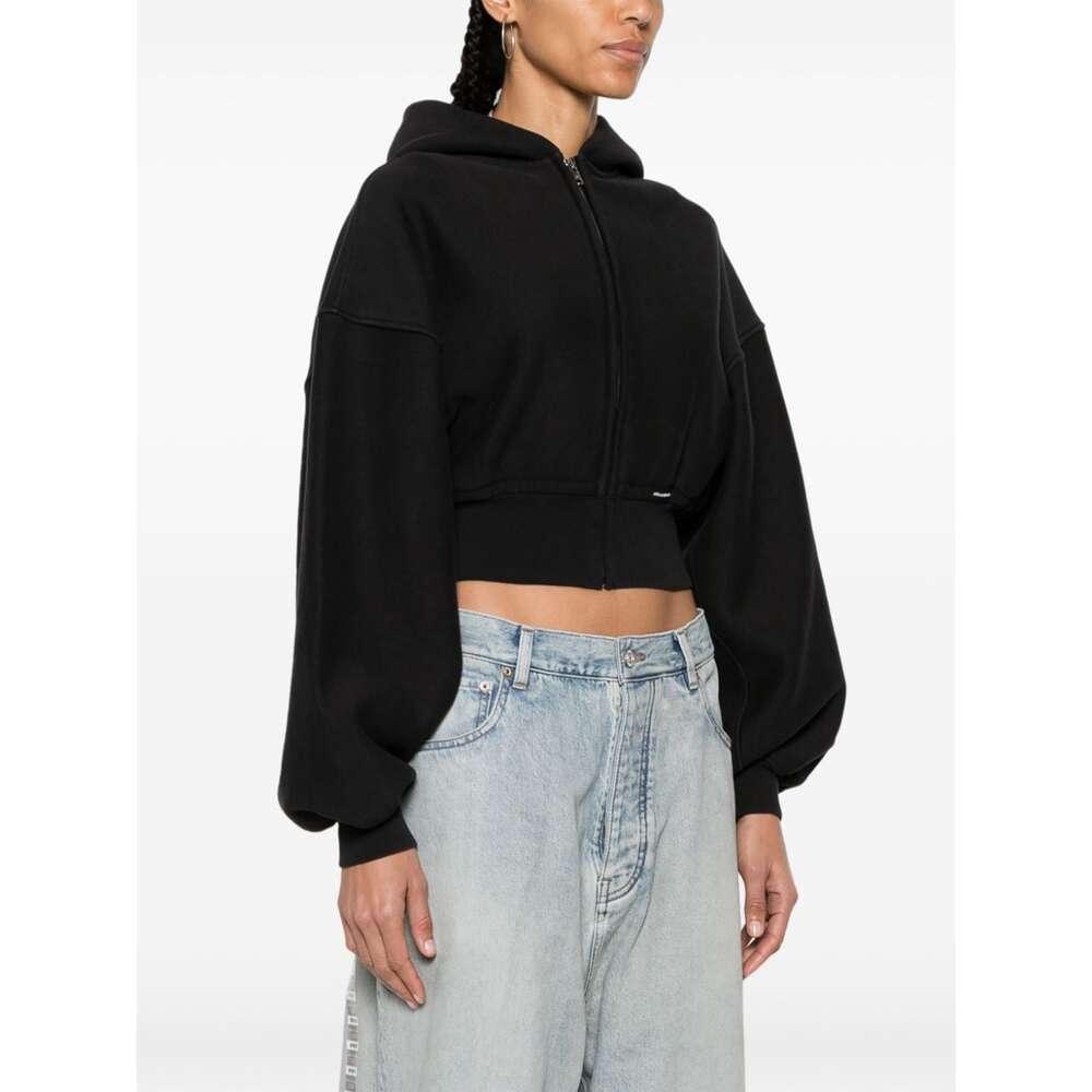 ALEXANDER WANG T Cropped Hoodie Sweatshirt In Black Product Image