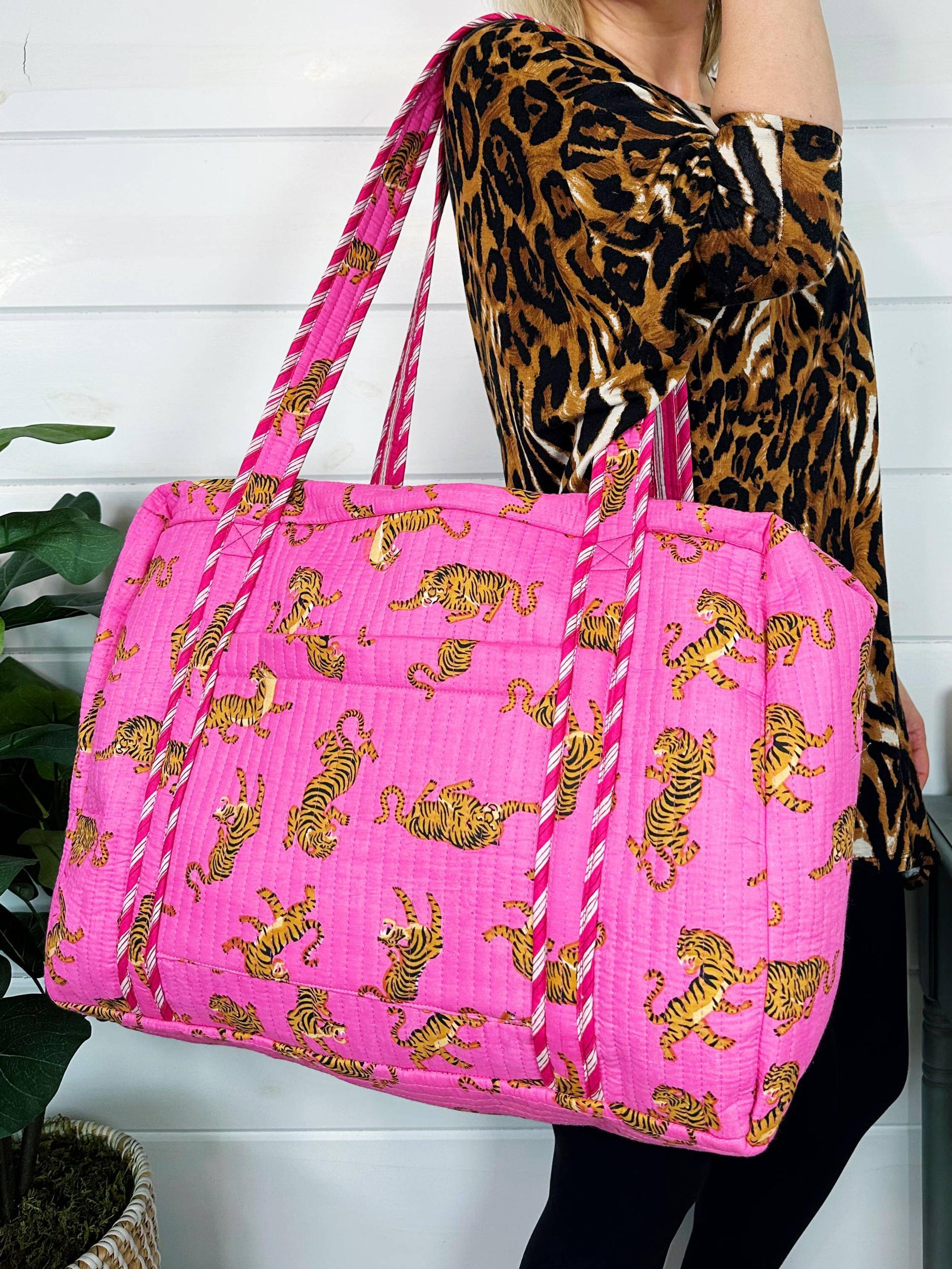 Blue and Tomato Striped Tiger Cosmetic Bag Product Image