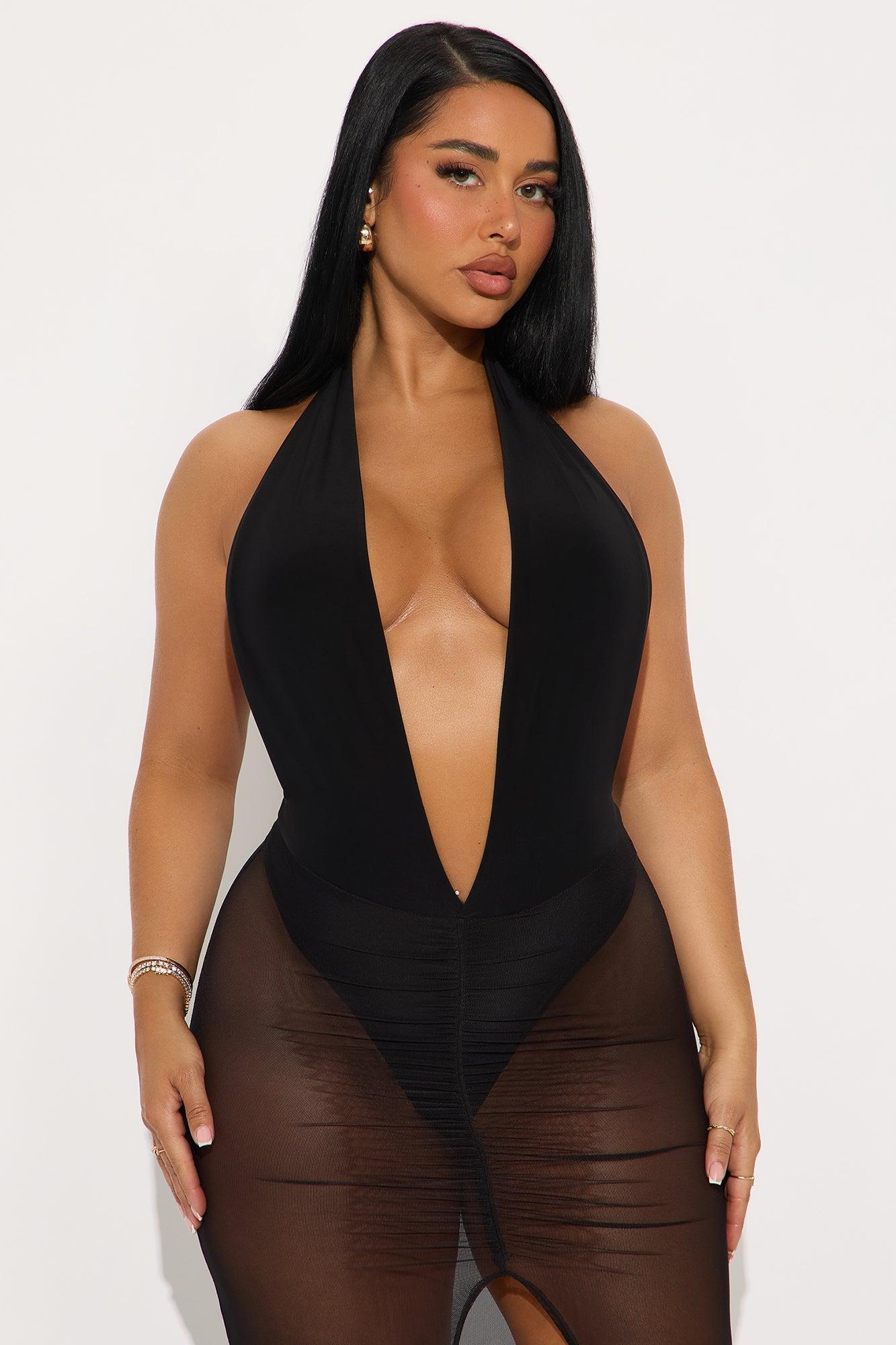 Confidently Me Sheer Mesh Maxi Dress - Black Product Image