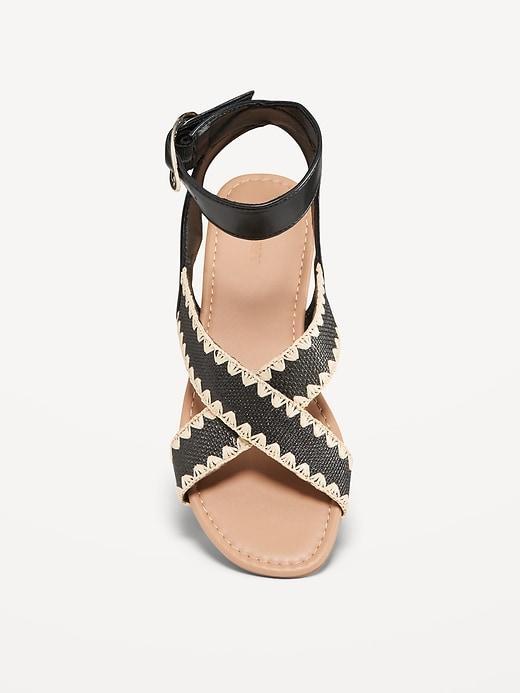 Faux-Leather Cross-Strap Buckle Sandals Product Image
