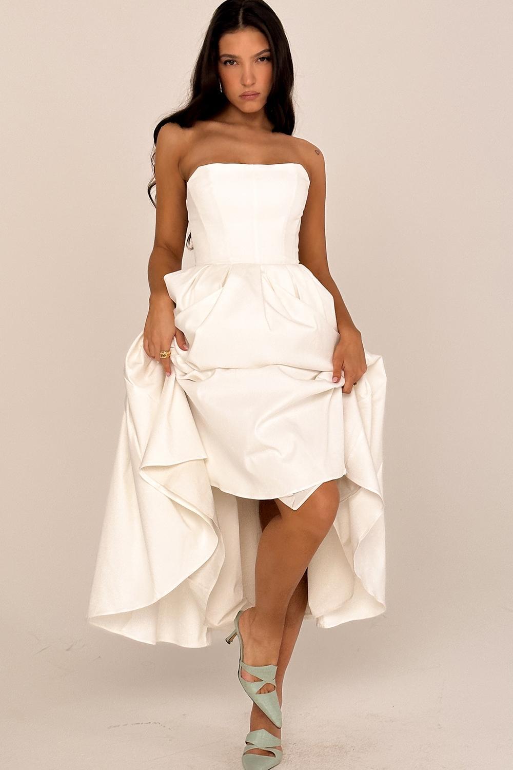 Audrey White Strapless Midi Sundress Product Image