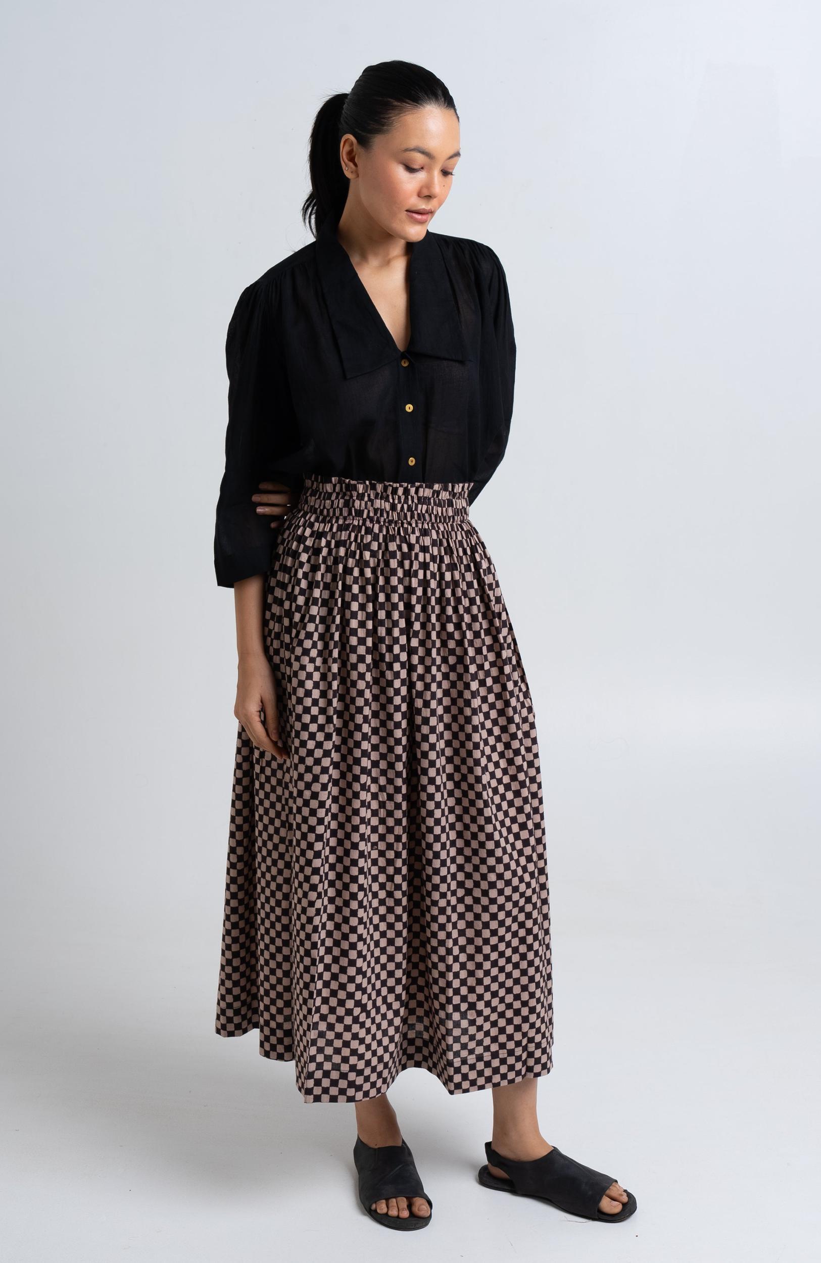 Block Printed Black Skirt Product Image
