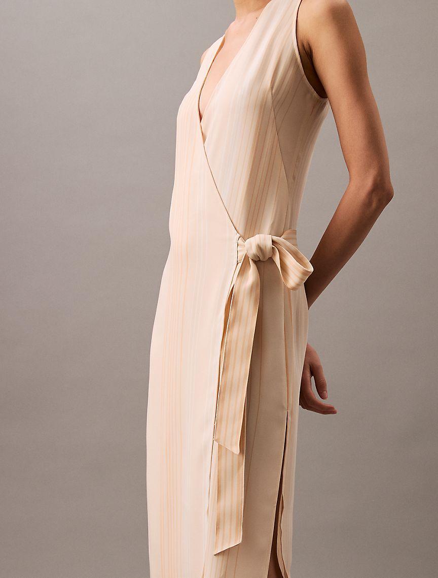 Flowing Stripe Midi Wrap Dress Product Image