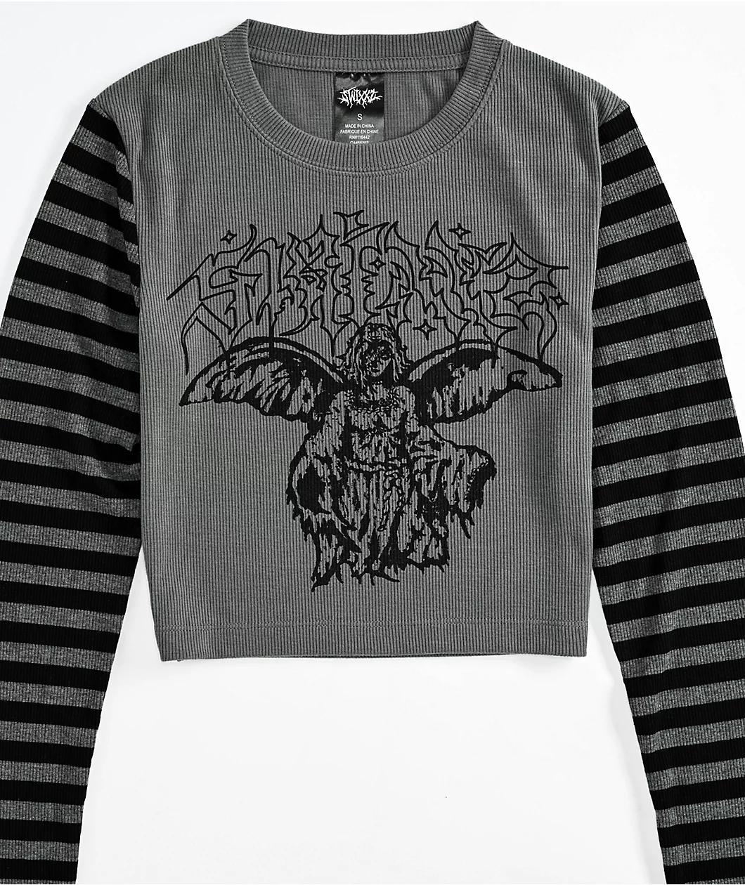 SWIXXZ Heavenly Grey Stripe Long Sleeve T-Shirt Product Image