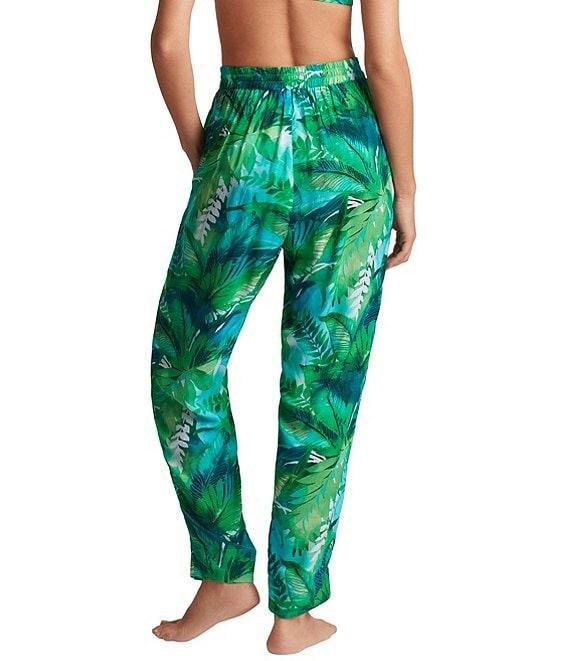 Lauren Ralph Lauren Cartago Tropical Palm Poolside Elastic Drawcord Waist Swim Cover-Up Pants Product Image