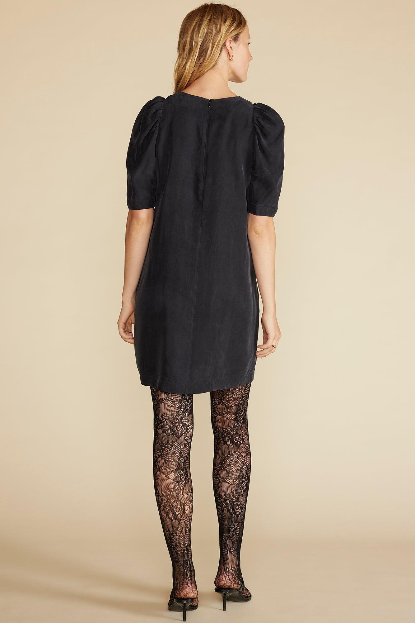 Sylvia Puff Sleeve Dress - Black Product Image