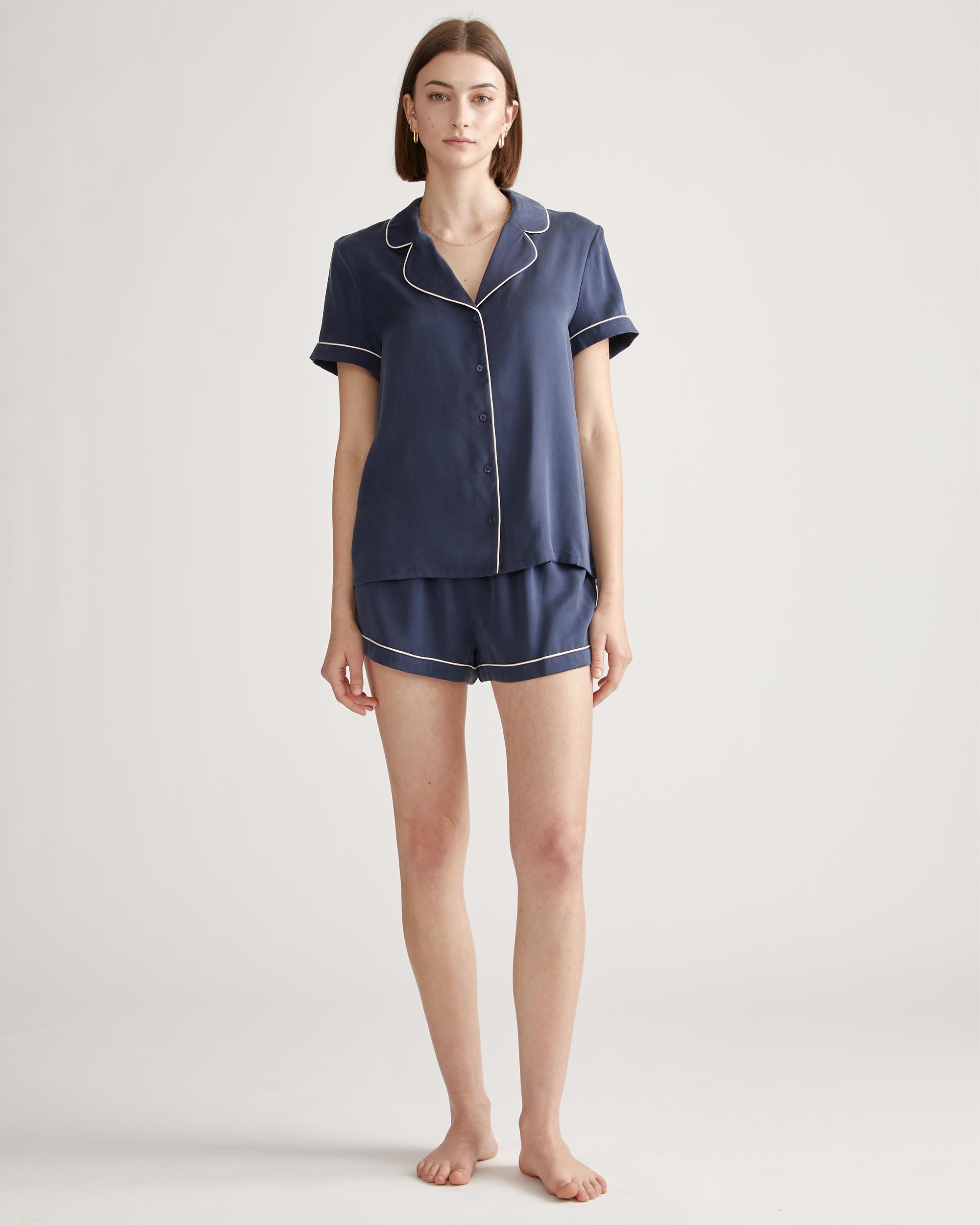 Quince | Women's Pajama Top with Piping Size XS, Silk Product Image