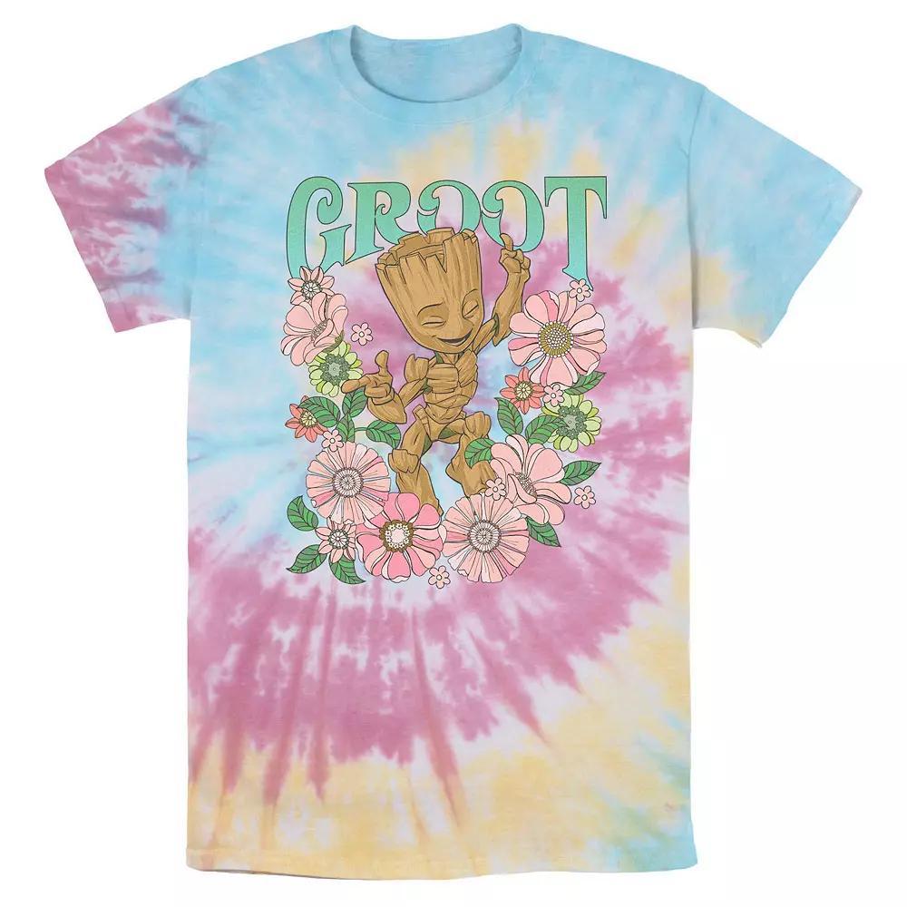 Mens Marvel Guardians OF The Galaxy Groot Floral Dancer Tie Dye Graphic Tee Product Image