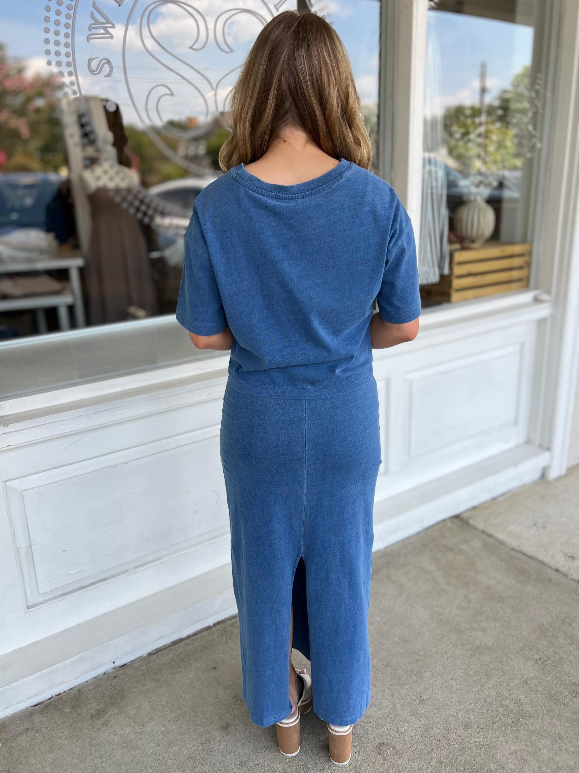 [Z Supply] Gail Jersey Midi Skirt - Denim Blue Product Image