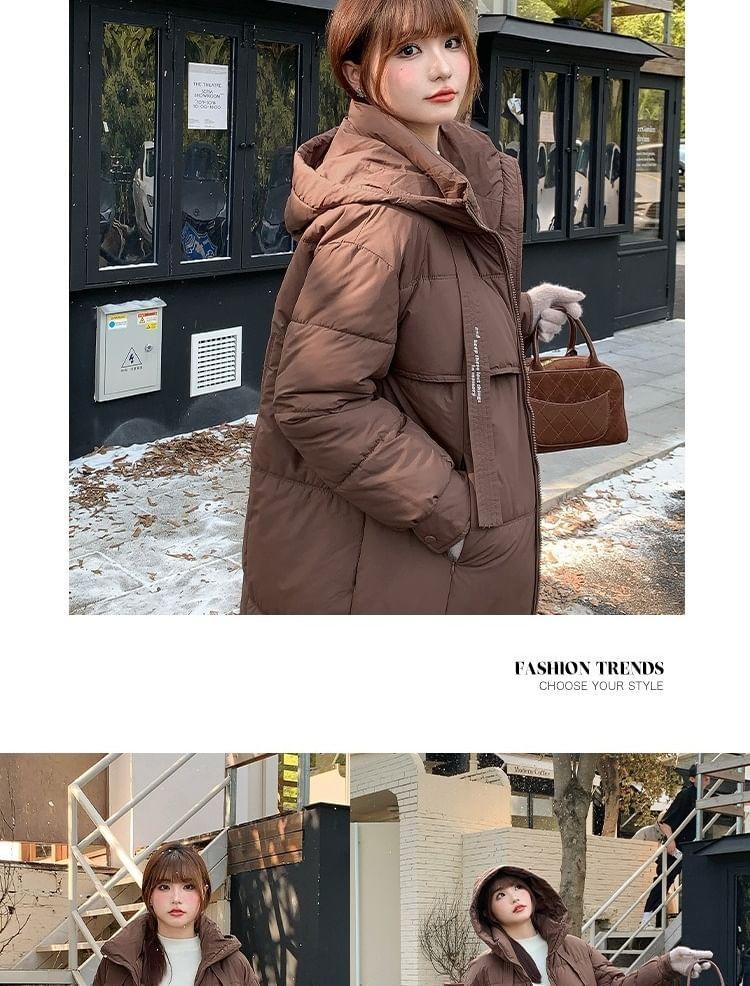 Plain Hooded Padded Zip Jacket Product Image