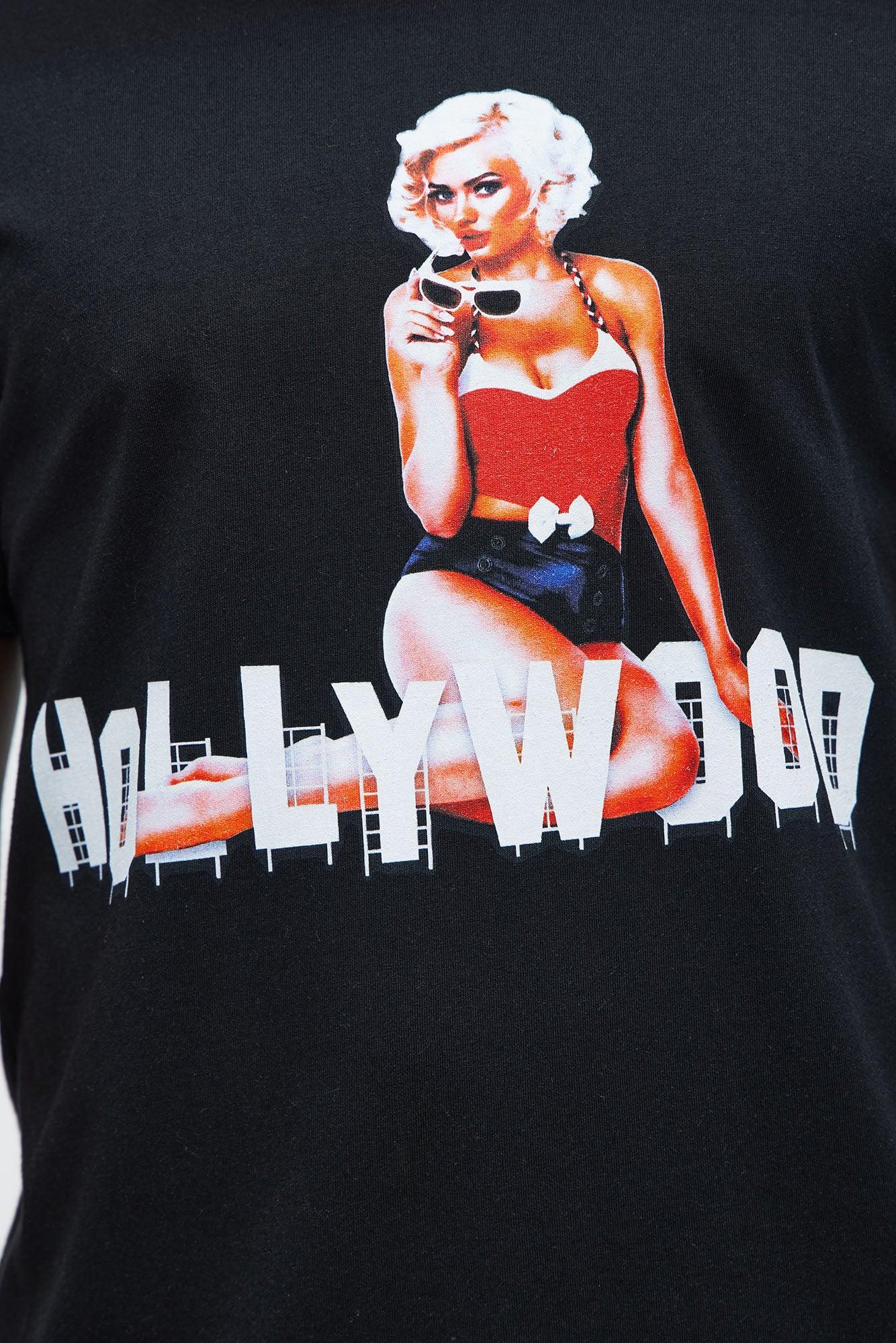 Hollywood Pin-Up Short Sleeve Tee - Black Product Image