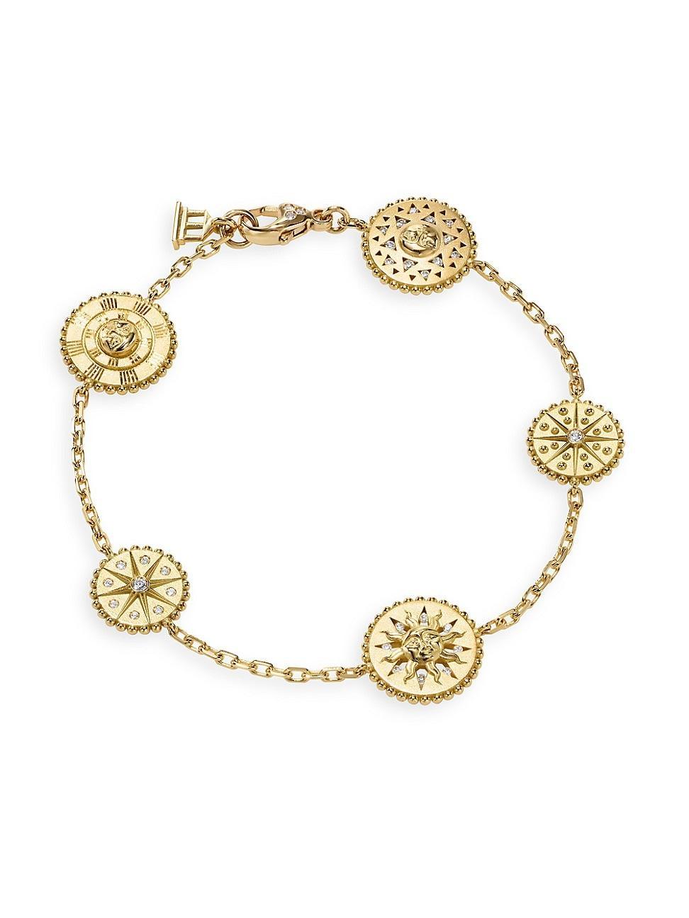 Womens Celestial Orbit 18K Yellow Gold & 0.35 TCW Diamond Station Bracelet Product Image