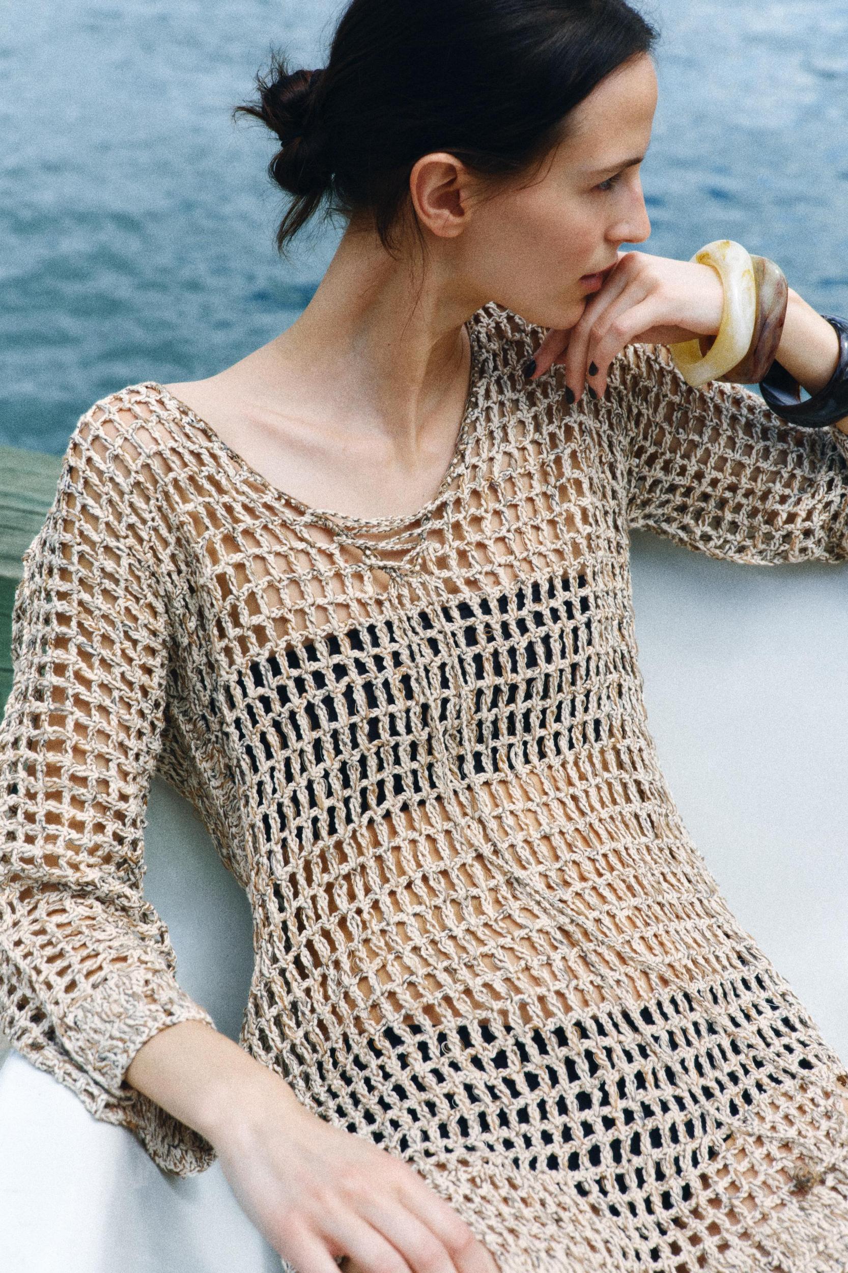 TASSELED CROCHET KAFTAN DRESS Product Image
