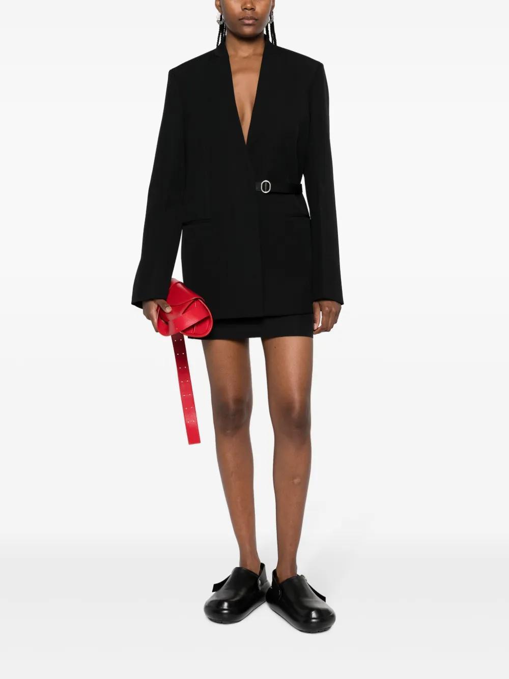 collarless belted blazer Product Image