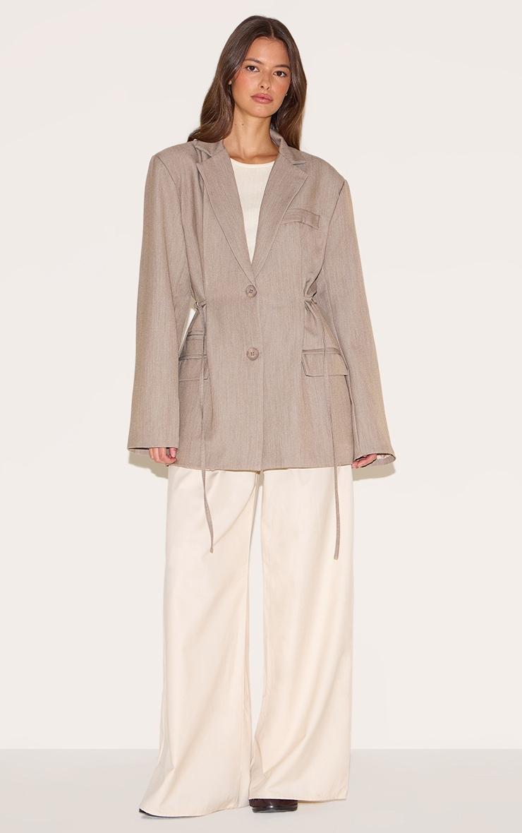 Beige Belt Detail Blazer Product Image