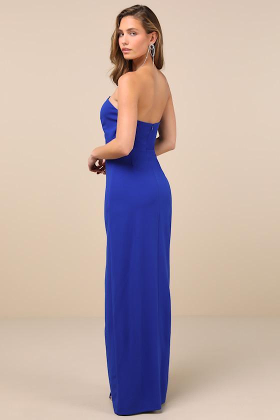 Extravagant Persona Blue Strapless Cutout Column Maxi Dress Product Image