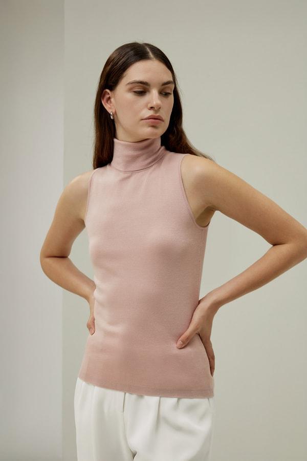 Minimalist Sleeveless Turtleneck Top Product Image