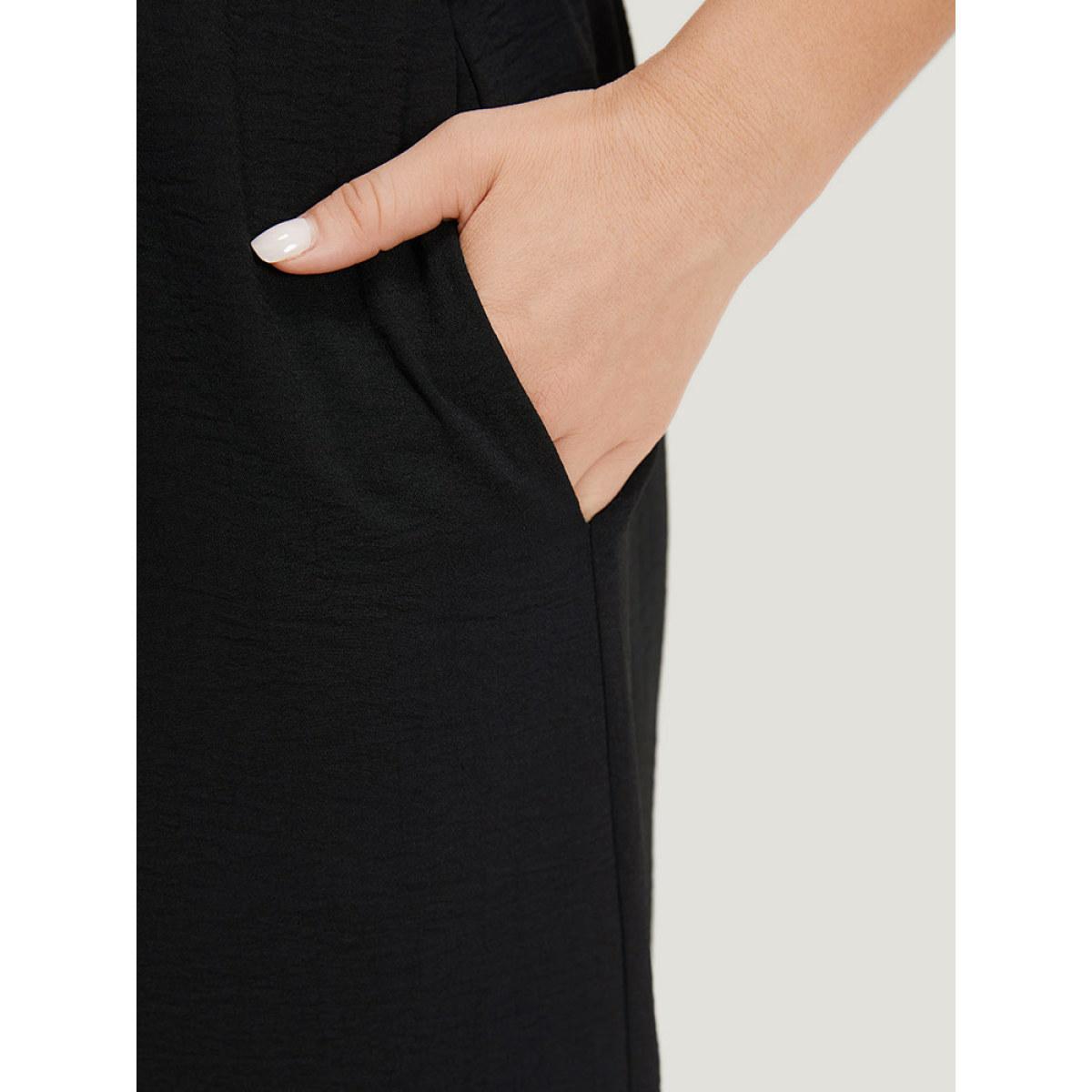 Plus Size DarkBlue Leopard Patchwork Pocket Belted Ruffle Sleeve Jumpsuit Women Office Sleeveless Round Neck Work Loose Jumpsuits BloomChic 26/4X Product Image