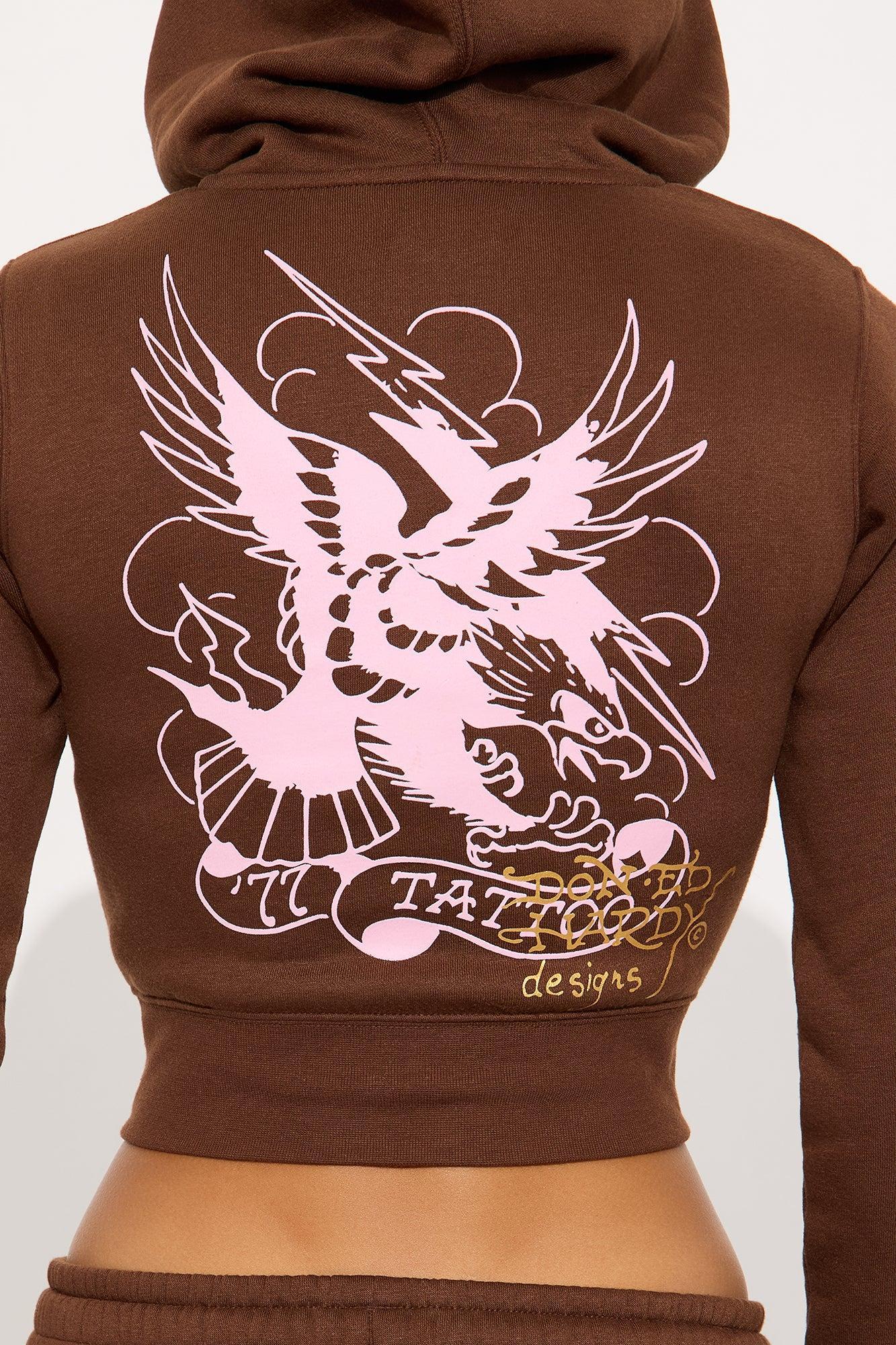 Ed Hardy Tiger Peak Zip Up Hoodie - Brown Product Image