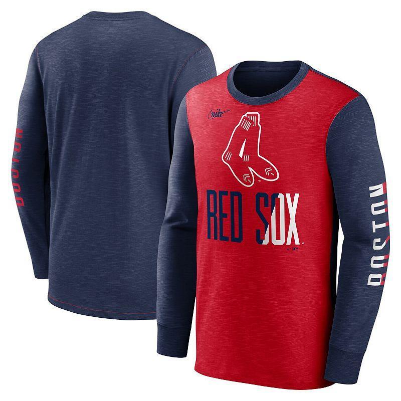 Mens Nike Red Boston Red Sox Cooperstown Collection Rewind Splitter Slub Long Sleeve T-shirt - Red Product Image