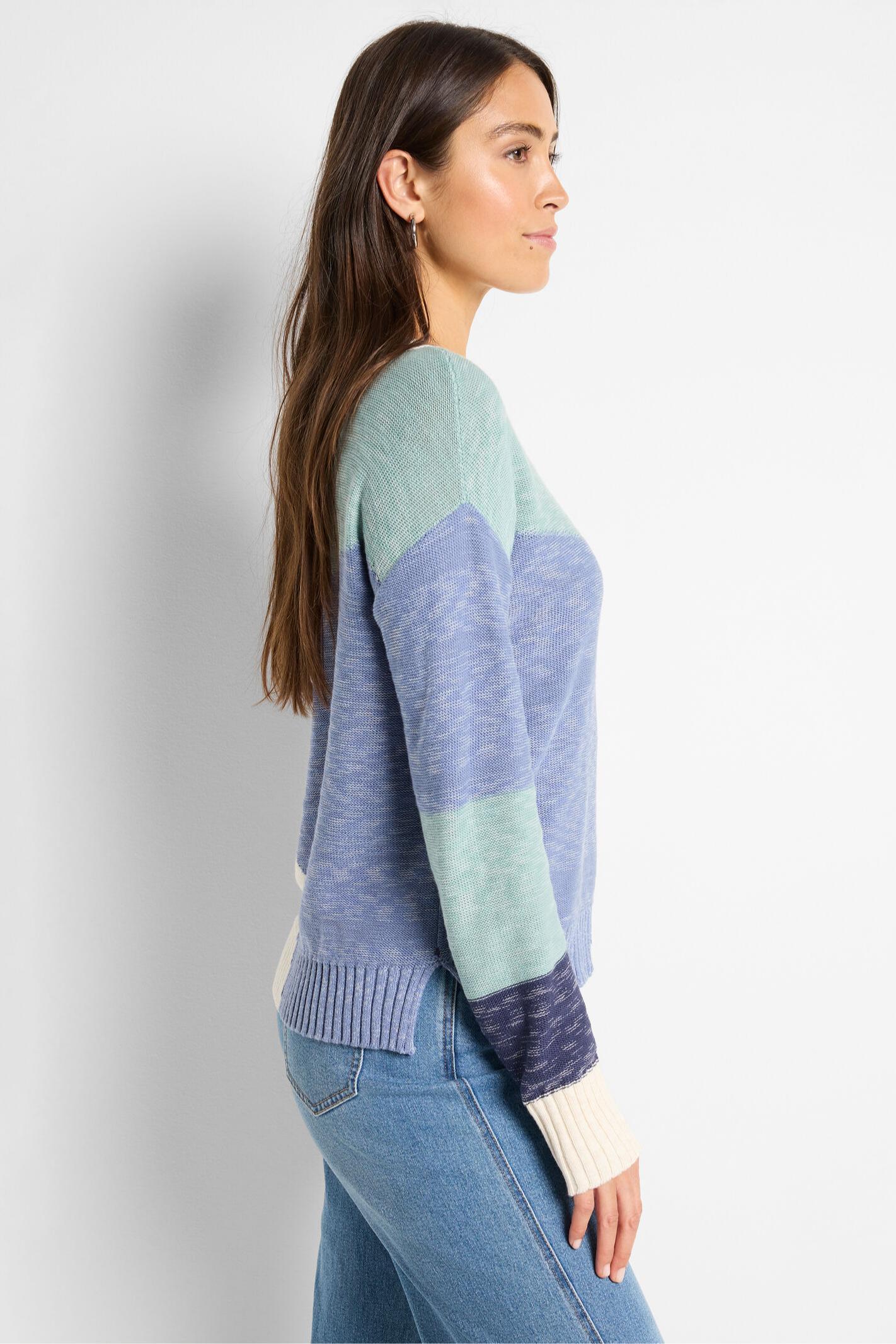 Color Crossing Sweater- Blue/Multi Product Image