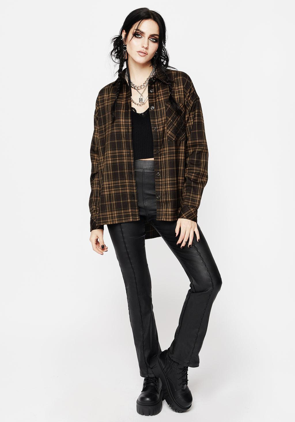 Vetula Embroidered Oversized Check Shirt Product Image