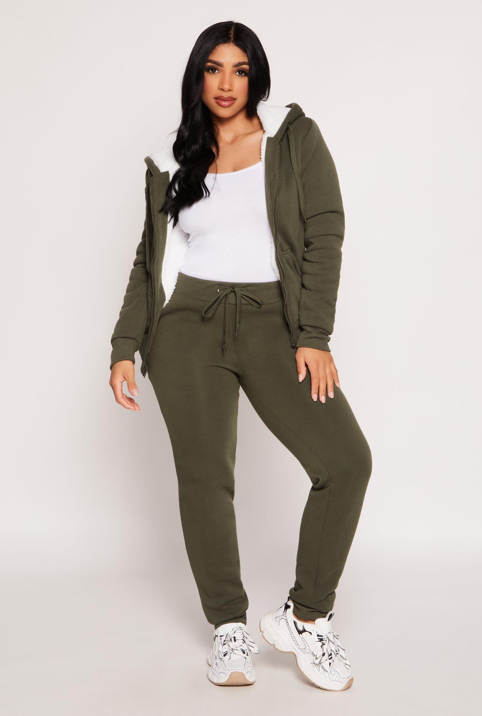 Womens Fleece Drawstring Pocket Joggers Product Image