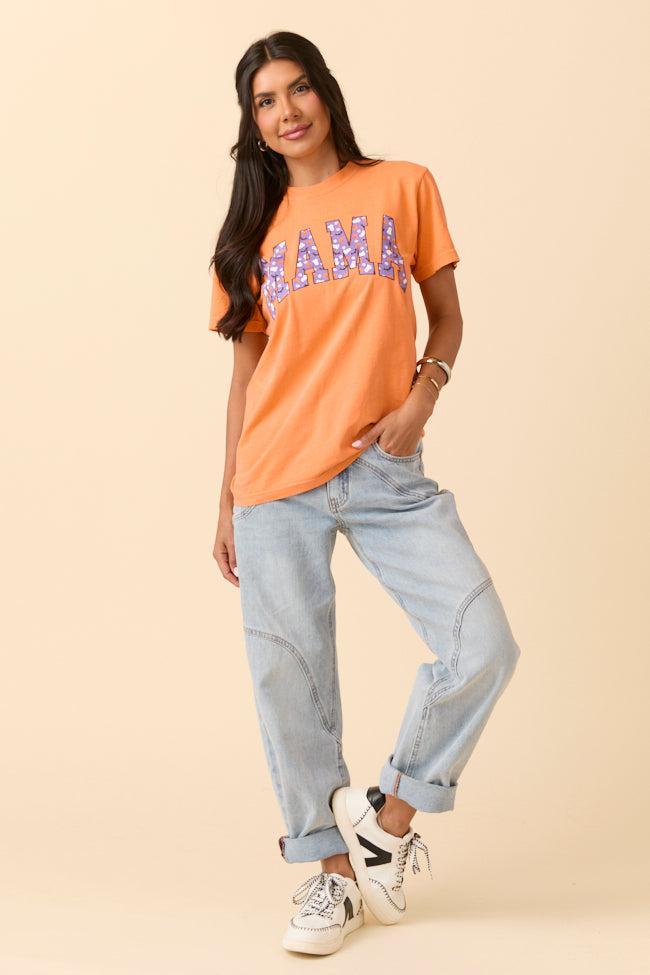 Mama Block Purple Halloween Print Burnt Orange Graphic Tee SALE Product Image