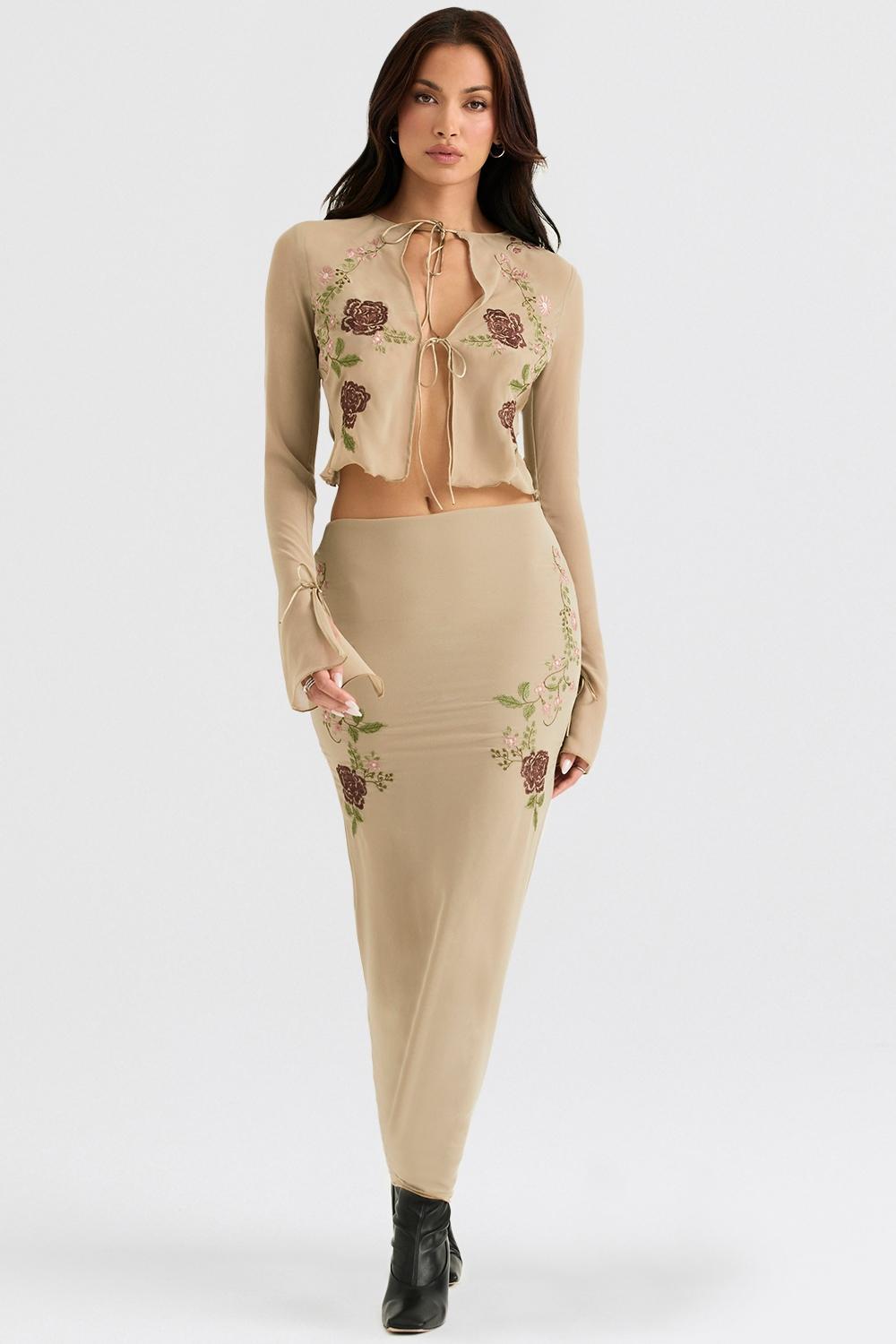 Lailah Artichoke Floral Maxi Skirt Product Image