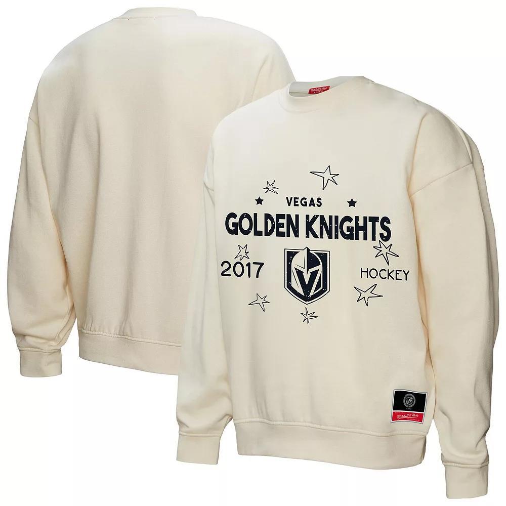 Women's Mitchell & Ness  Cream Vegas Golden Knights Logo 3.0 Pullover Sweatshirt, Size: Medium, Lvk Beige Product Image
