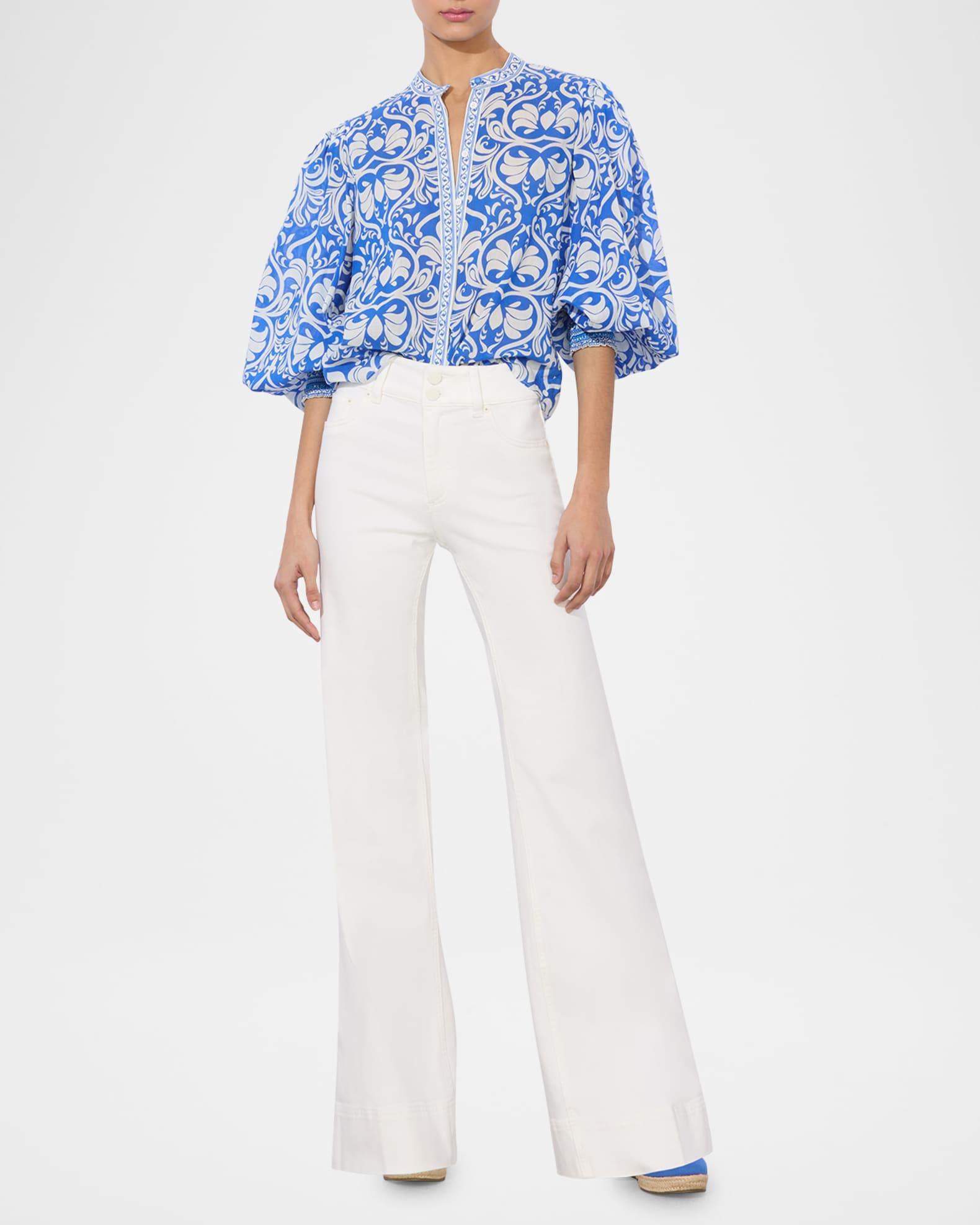 April Pleated Blouson-Sleeve Top Product Image