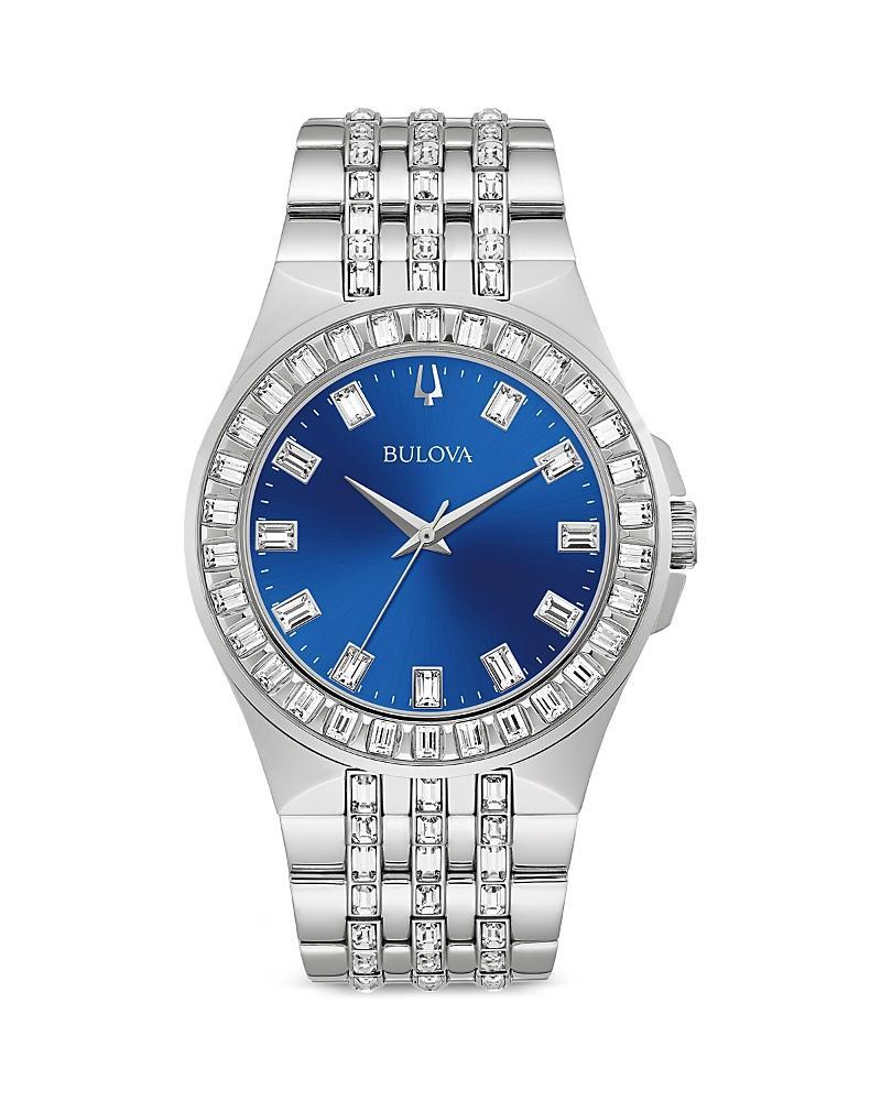 Bulova Mens Phantom Crystal-Accent Stainless Steel Bracelet Watch - 96A254 Silver Product Image