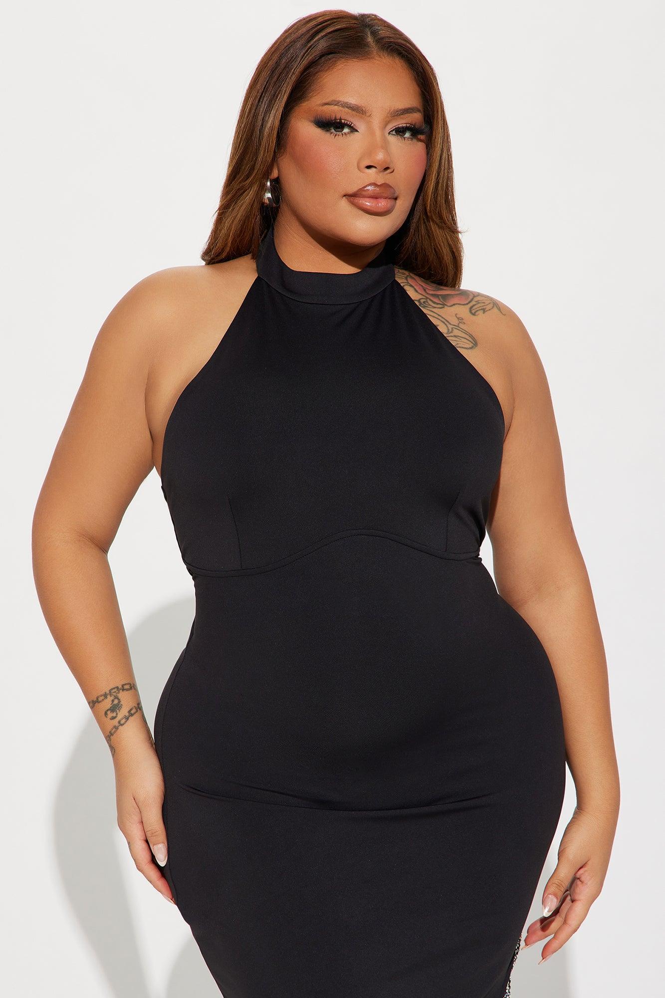 Jordynne High Neck Midi Dress - Black Product Image