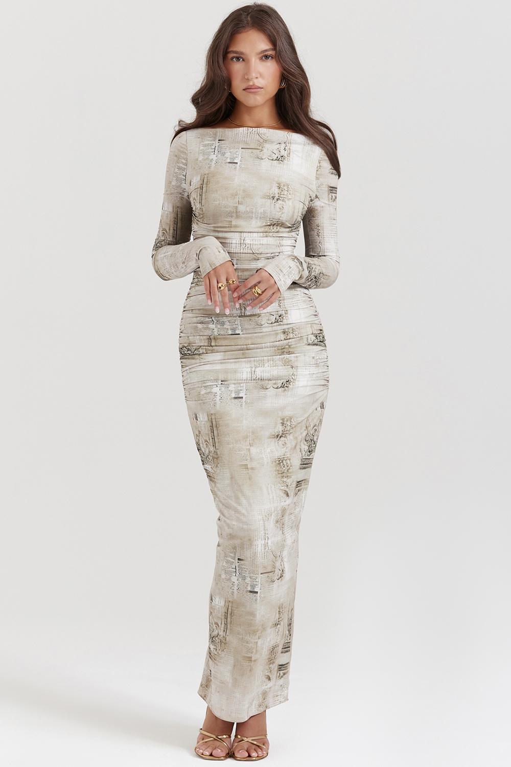 Lanetta Pale Sage Print Maxi Dress Product Image