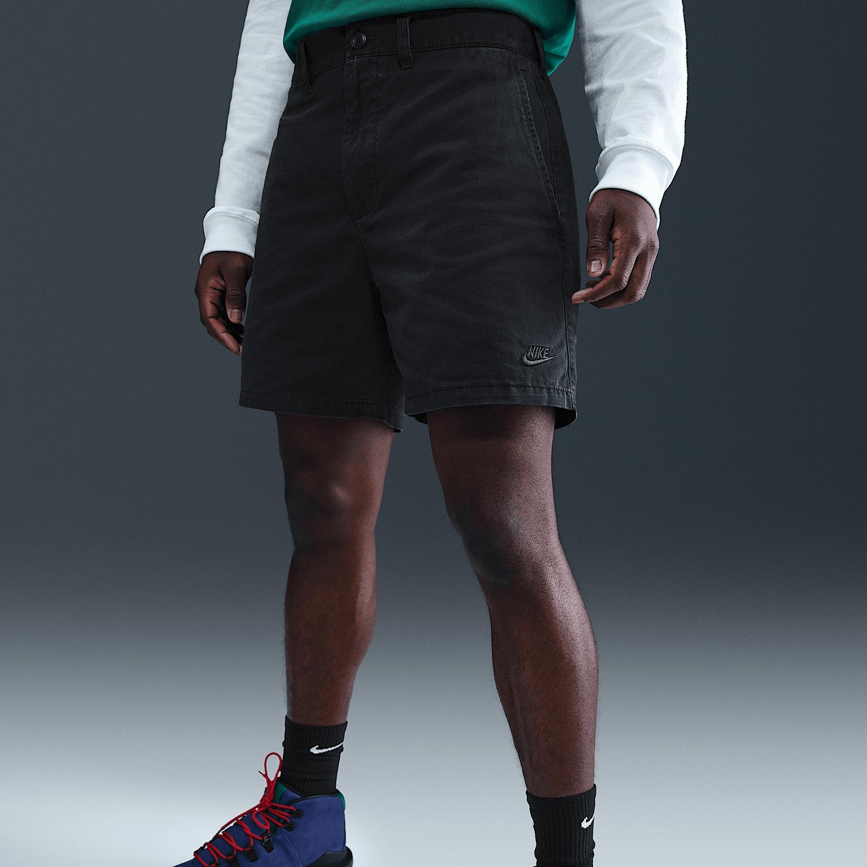 Nike Mens Club Washed Chino Shorts in Black Product Image