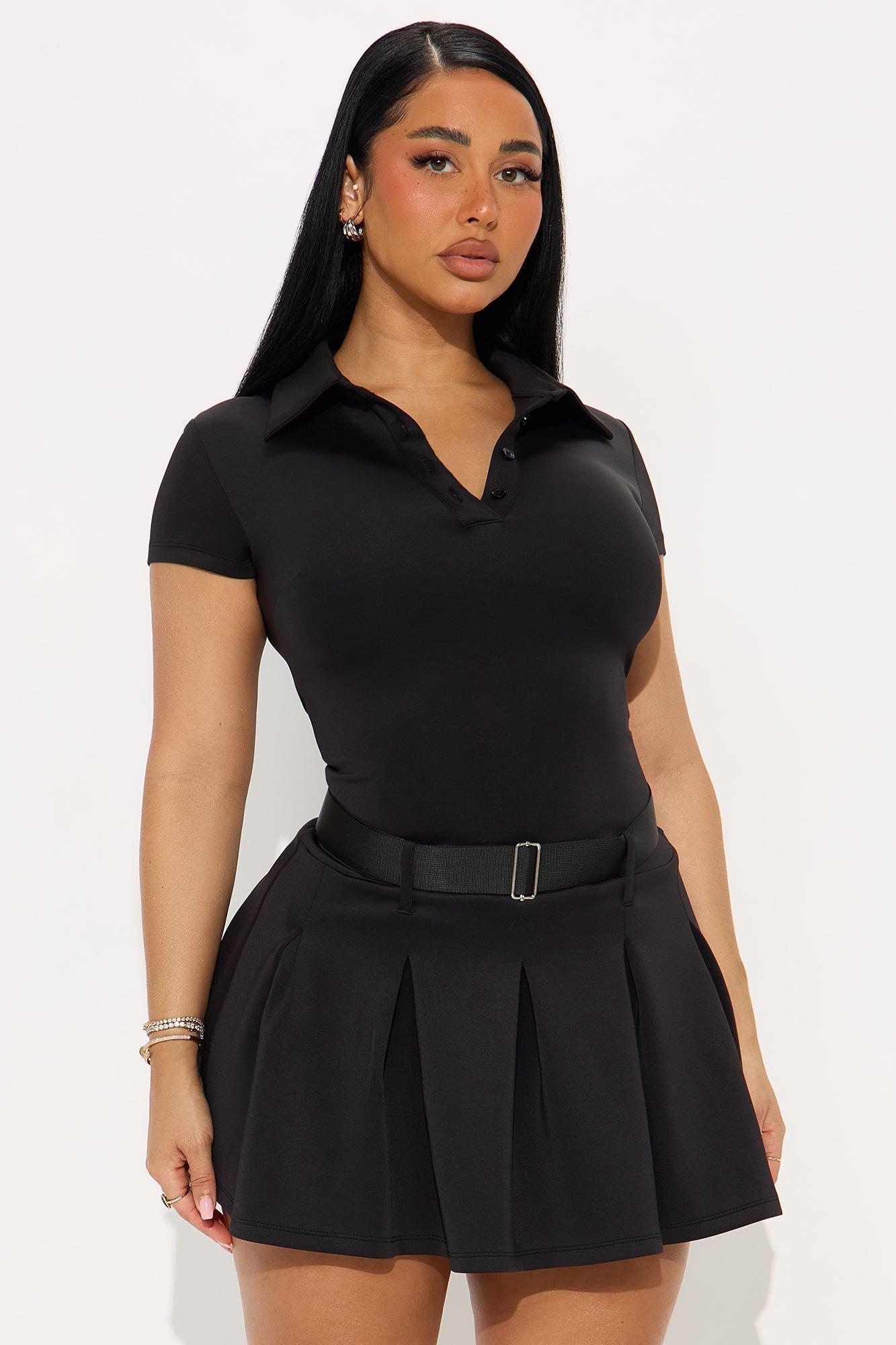 Walker Belted Polo Mini Dress - Black Female Product Image