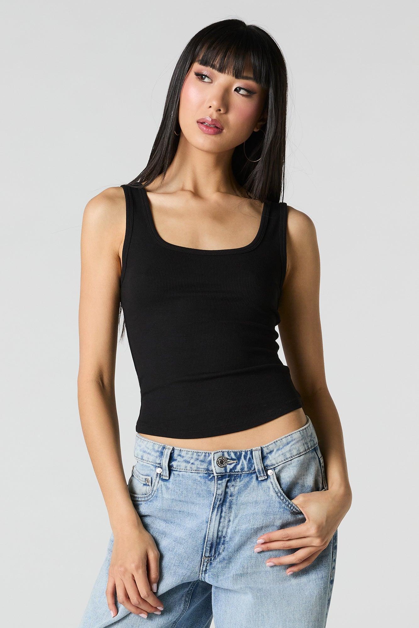Ribbed Square Neck Tank Female Product Image
