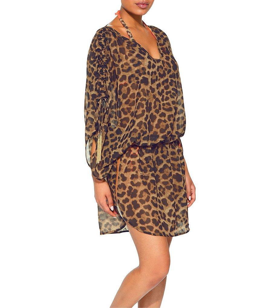 Kurt Geiger London Kensington Animal Print Chiffon Tunic Swim Cover-Up Product Image