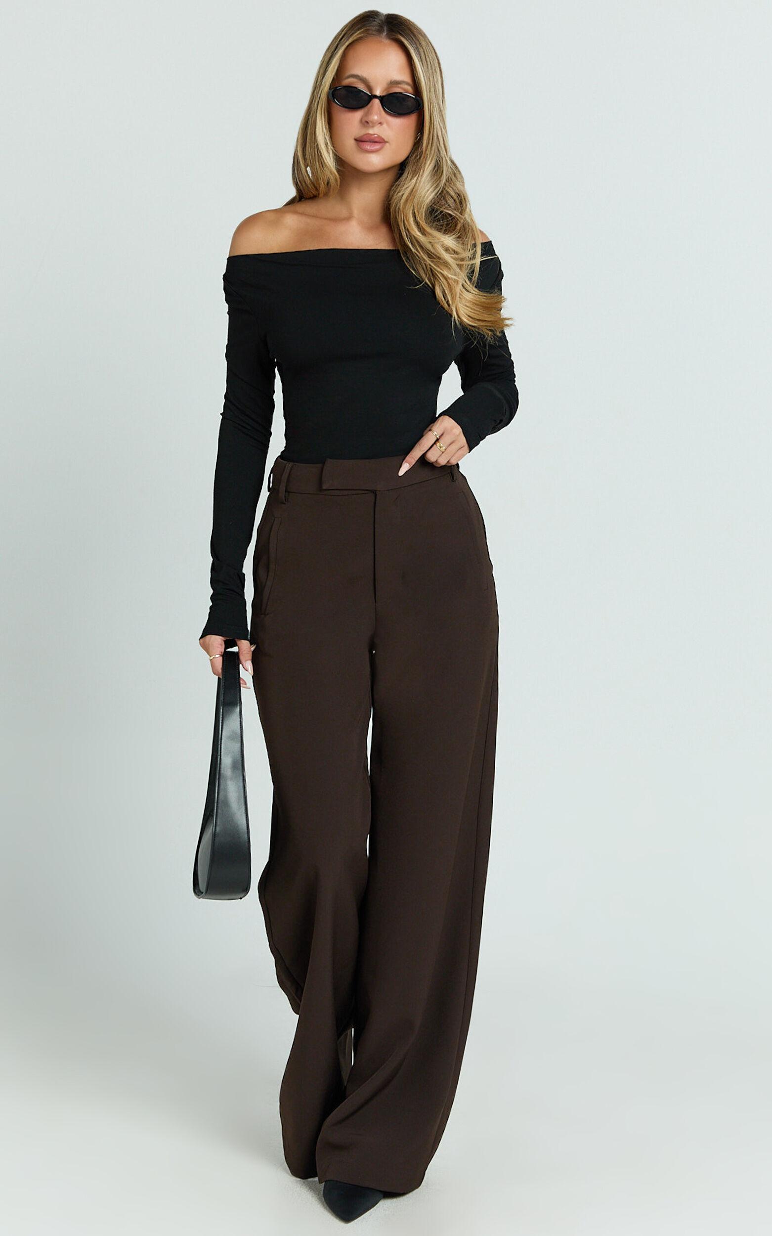Tisdale Top - Boat Neck Long Sleeve Top in Black Product Image
