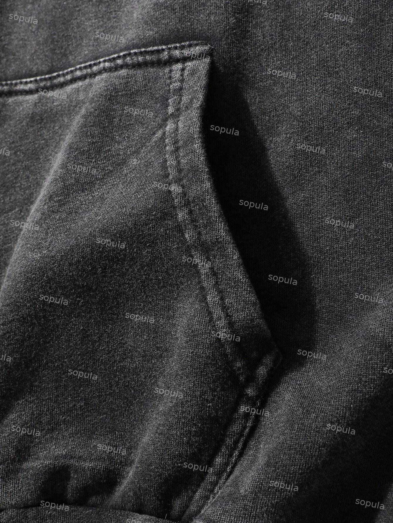 Blurred Network Portrait Graphic Washed Hoodie Product Image