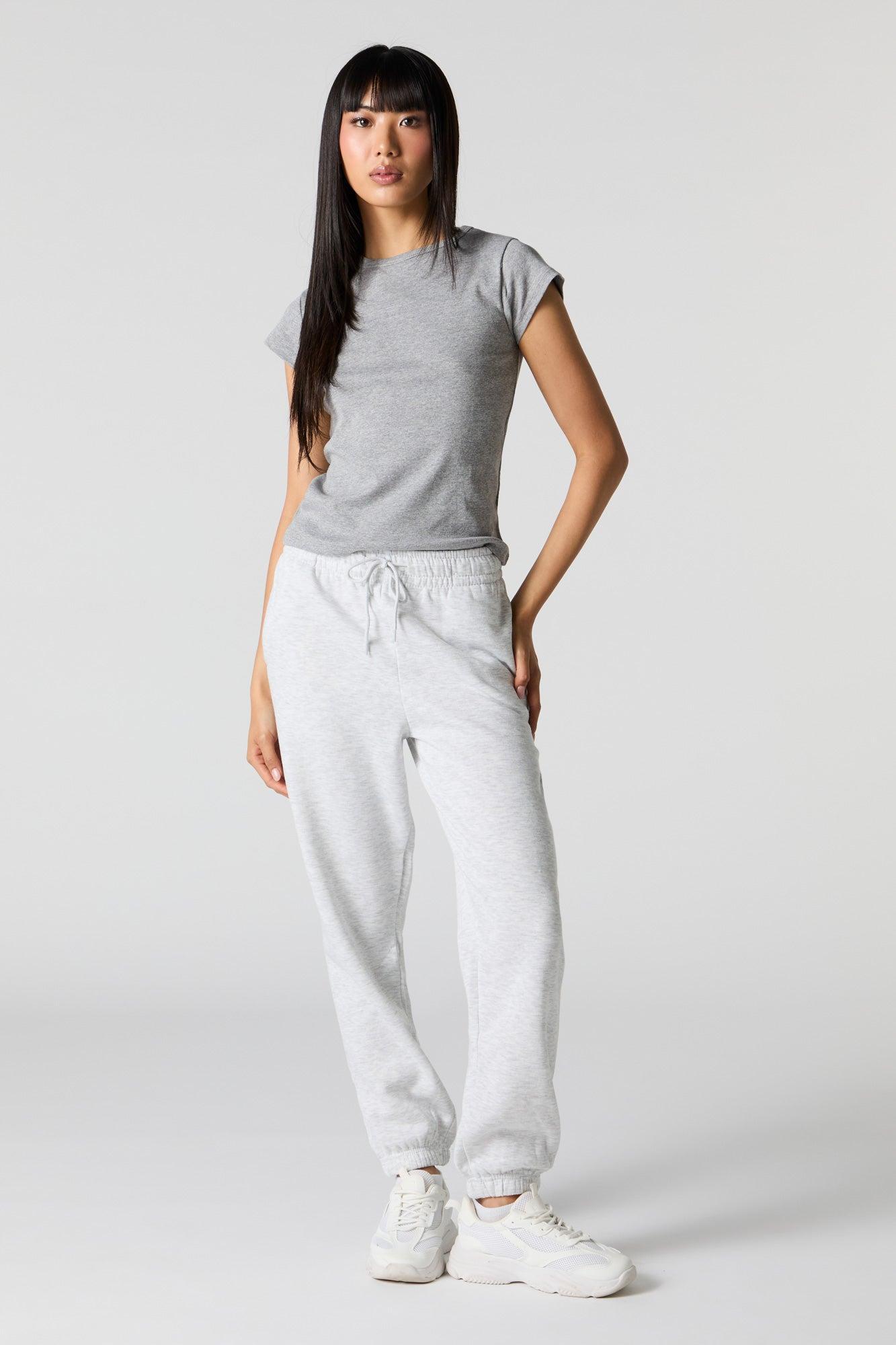 High Rise Solid Fleece Jogger Female Product Image