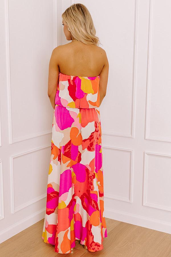 Cancun Cutie Strapless Maxi Dress in Coral Product Image