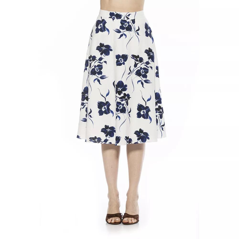 Women's ALEXIA ADMOR Mabel Midi Flared Skirt, Size: 4, Pink Floral Product Image