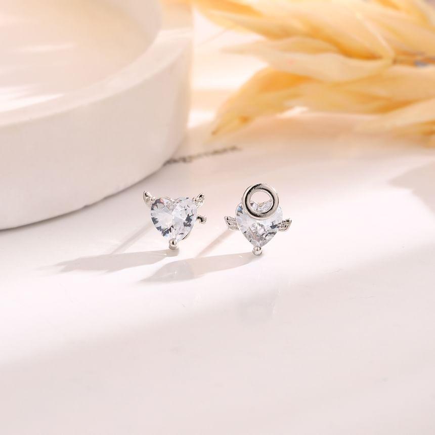 Heart Rhinestone Angel Alloy Stud Earring Product Image
