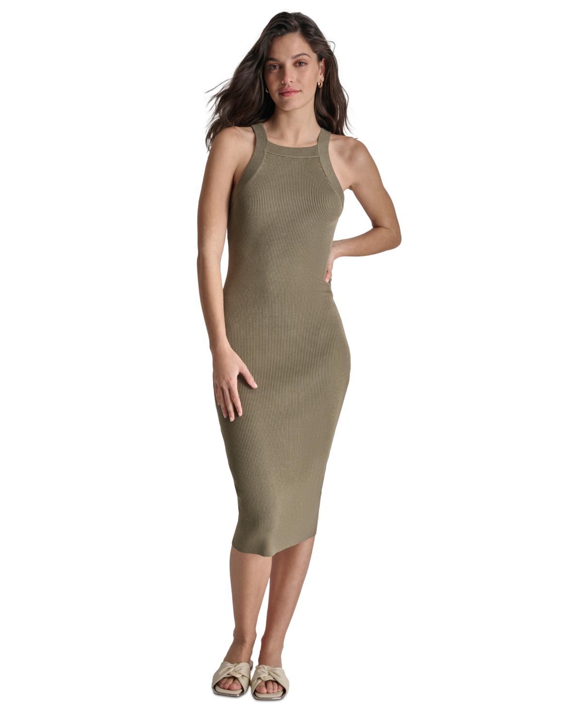 Dkny Jeans Womens Ribbed Knit Sleeveless Bodycon Dress Product Image